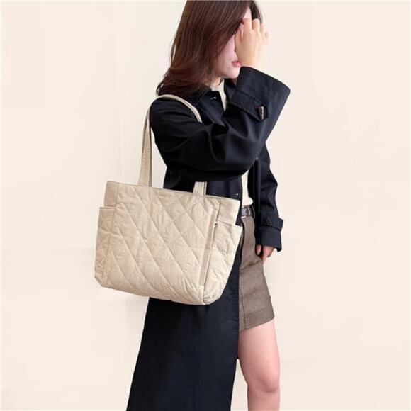 " NEW Women's Quilted Fluffy Handbag - Lightweight, Travel/Work Shoulder Bag" - Picture 5 of 8